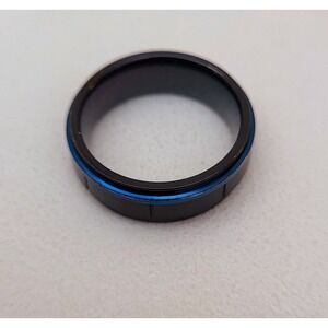 Tungsten Carbide Men's Wedding Ring Band Black Ridged w/ Thin Blue Line Size 10
